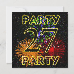 27e verjaardag partijuitnodiging met vuurwerk kaart
