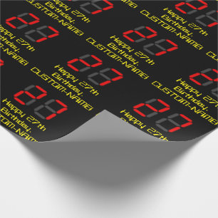 27e verjaardag: Red Digital Clock Style "27" + naa Cadeaupapier