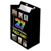 27e verjaardag: Regenboog "27", Aangepaste foto's Medium Cadeauzakje (Voorkant Gekanteld)