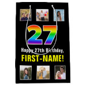 27e verjaardag: Regenboog "27", Aangepaste foto's Medium Cadeauzakje (Voorkant)