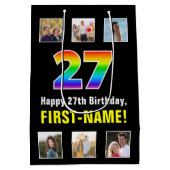 27e verjaardag: Regenboog "27", Aangepaste foto's Medium Cadeauzakje (Achterkant)