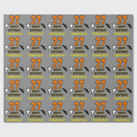 27e verjaardag: Spooky Halloween Theme, Aangepaste Cadeaupapier (Vlak)