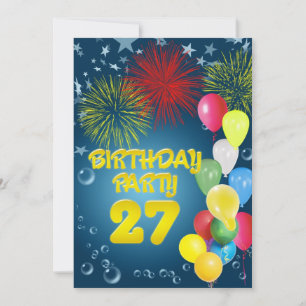 27e verjaardag Uitnodiging met ballonnen