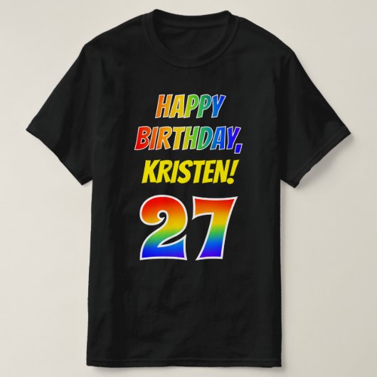 27e verjaardag — Vet, Plezier, Regenboog 27, Aange T-shirt (Design voorkant)