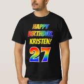 27e verjaardag — Vet, Plezier, Regenboog 27, Aange T-shirt (Voorkant)