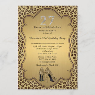 27e, Verjaardagsfeest 27e, Cheetah High Heels Scho Kaart