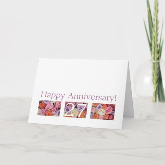 27th Wedding Jubileum Card pastel rozen Kaart (Voorkant)
