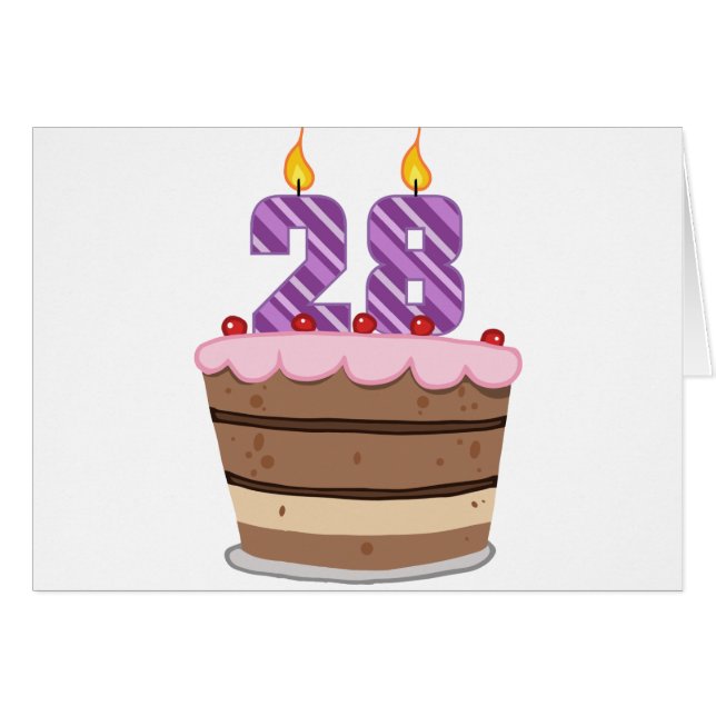 28 ans sur le gâteau d'anniversaire (Devant horizontal)