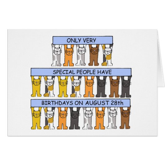 28 août Anniversaire Cute Cartoon Cats (Devant horizontal)