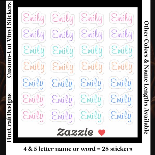 28 Custom Modern 4/5 Letters Name Word Trendy Sticker