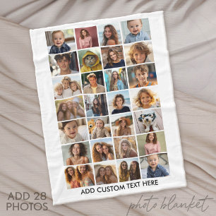 28 foto collage - aangepaste tekst - zwart en wit fleece deken