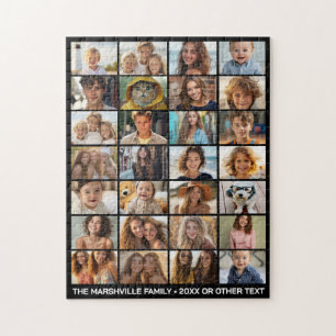 28 Foto Collage - Aangepaste Tekst - Zwart en Wit Legpuzzel