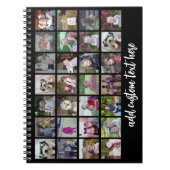 28 Foto Collage Grid - 1 tekstvak - zwart wit Notitieboek (Voorkant)