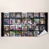 28 Foto Collage Grid - 1 tekstvak - zwart wit Strandlaken (Voorkant)