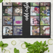 28 Foto Collage Grid - 1 tekstvak - zwart wit Theedoek (Gevouwen)