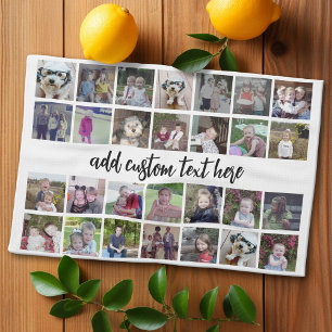 28 Foto Collage Grid - 1 tekstvak - zwart wit Theedoek