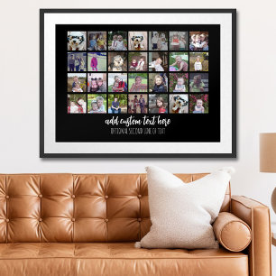 28 Foto Collage Grid - 2 tekstvakken - zwart wit Poster