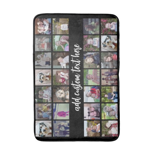 28 Foto Collage Grid - Script Text - zwart wit Badmat (Voorkant Verticaal)