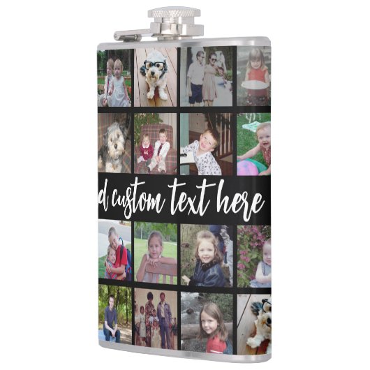 28 Foto Collage Grid - Script Text - zwart wit Heupfles (Links)