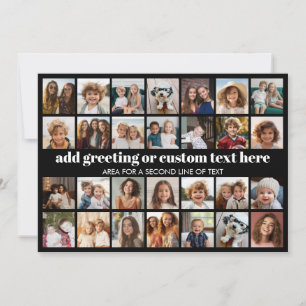 28 Foto Collage Raster - 2 Tekstvakken - zwart wit Feestdagenkaart
