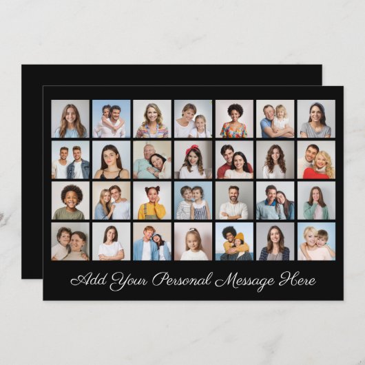 28 Foto Collage Voeg uw Groet Toe Bewerkbare Kleur Kaart (Voorkant / Achterkant)