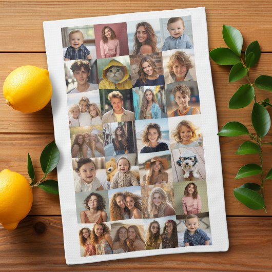 28 Fotocollage - Aangepaste tekst - Zwart en wit Theedoek