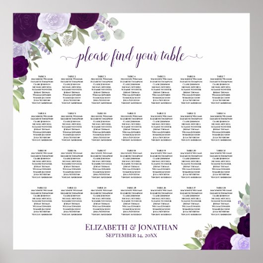 28 Tableau Boho pourpre Mariage floral tableau (Devant)