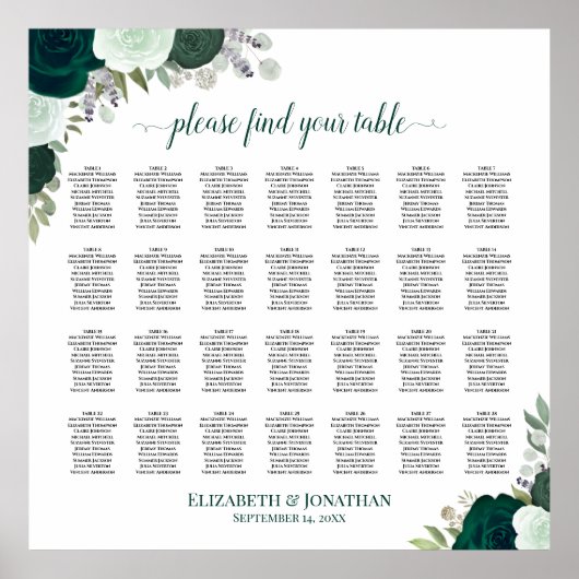 28 Tableau Mariage floral Emerald Boho (Devant)