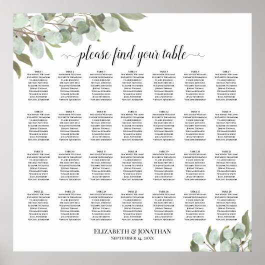 28 Tableau Mariage Places assises Eucalyptus Vert (Devant)