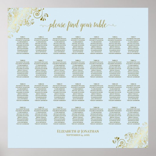 28 Tableau Mariage Plat en poudre Bleu et Or (Devant)
