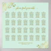 28 Tableau Mariage Plat Mint Vert & Or (Devant)