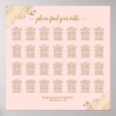 28 Tableau Mariage Plat Plat Rose & Or (Devant)