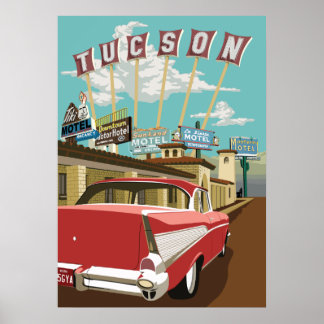 28 x 20 inch Retro Motel Signs - Tucson, Arizona Poster
