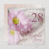 28e anniversaire invitation de fête avec marguerit (Devant / Derrière)
