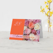 28e anniversaire Mariage Carte pastel roses (Fleur jaune)