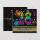 28e fête d'anniversaire Invitation avec bulles (Devant / Derrière)