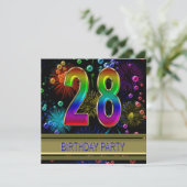 28e fête d'anniversaire Invitation avec bulles (Debout devant)