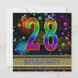 28e fête d'anniversaire Invitation avec bulles