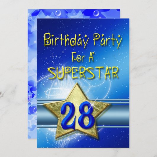 28e fête d'anniversaire Invitation pour une Supers (Devant / Derrière)