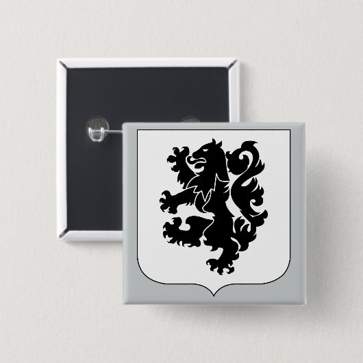 28e Infanteriestelsel - Zwarte leeuwen Vierkante Button 5,1 Cm (Voorkant /achterkant)