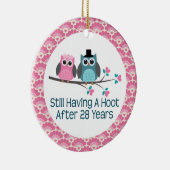 28e Jubileum Owl Wedding Jubilea Gift Keramisch Ornament (Rechts)