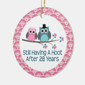 28e Jubileum Owl Wedding Jubilea Gift Keramisch Ornament (Links)