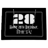 28e verjaardag ~ Art Deco geïnspireerde look "28" Groot Cadeauzakje (Voorkant)