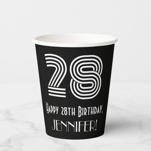 28e verjaardag — Art Deco Geïnspireerde look "28"  Papieren Bekers (Voorkant)