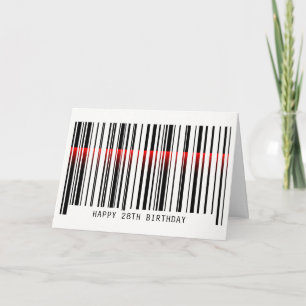 28e verjaardag Barcode met laserKaart Kaart