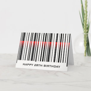 28e verjaardag barcode met rode laser kaart