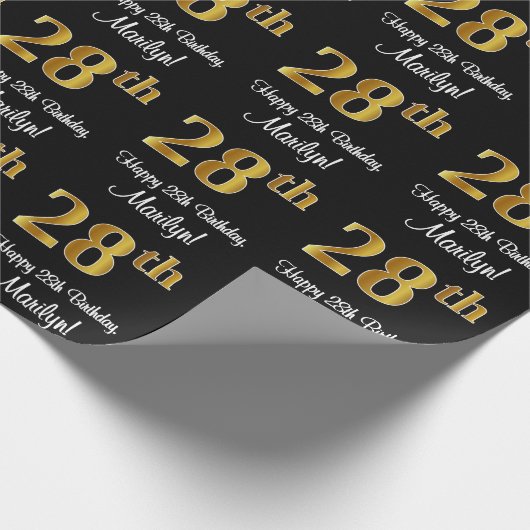 28e verjaardag: Elegant Luxe Faux Gold Look # Cadeaupapier (Hoek)