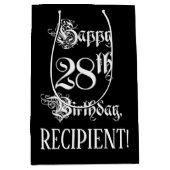 28e verjaardag: Fancy, elegant script + aangepaste Medium Cadeauzakje (Voorkant)