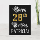 28e verjaardag — Fancy script; Faux Gold Kijk; naa Kaart (Voorkant)