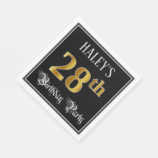 28e verjaardag — Fancy script, Faux Gold look Servet (Hoek)